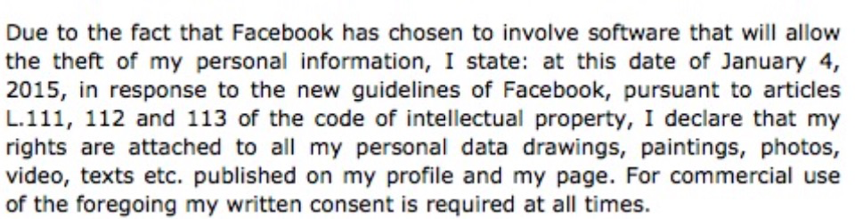 Fake Privacy Policy on Facebook